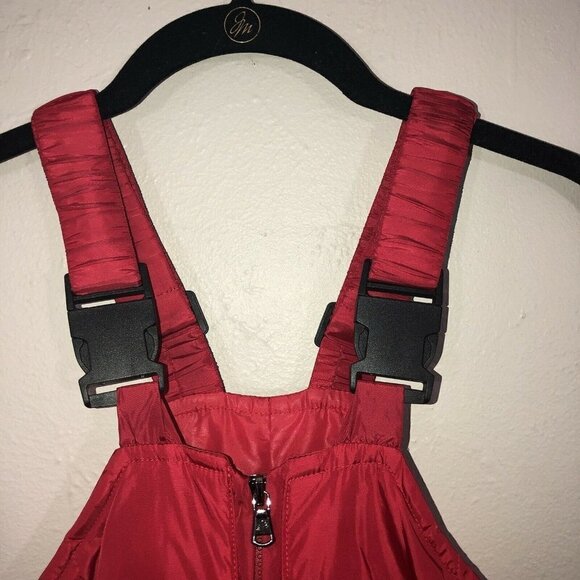 Kids Youth Red Soft-shell Puffer Down Filled Overall Ski Snow Overalls - Picture 2 of 10